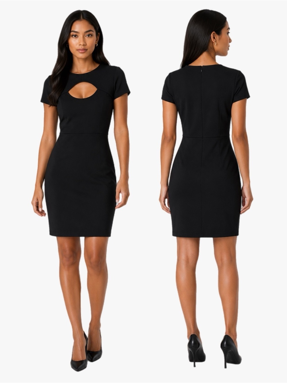 Ali & Jay Solid Black Cut Out Chest Cap Sleeve Dress Women’s Size Medium LBD